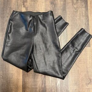 Tahari Faux Leather Snakeskin Leggings Black  Stretch Mid Rise Size XS/0